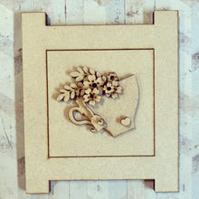 OL3074 - MDF Ladder Insert Tile - Floral Teacup - Olifantjie - Wooden - MDF - Lasercut - Blank - Craft - Kit - Mixed Media - UK