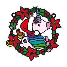 OL2723 - MDF Christmas Unicorn doodle Holly Bauble - Style 2 - Olifantjie - Wooden - MDF - Lasercut - Blank - Craft - Kit - Mixed Media - UK