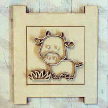 OL3085 - MDF Ladder Insert Tile -  Cow 1 - Olifantjie - Wooden - MDF - Lasercut - Blank - Craft - Kit - Mixed Media - UK