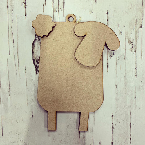 CH176 - MDF Rectangle Sheep Hanging Bauble - Olifantjie - Wooden - MDF - Lasercut - Blank - Craft - Kit - Mixed Media - UK