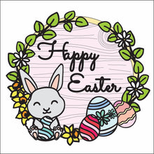 OL2825 - MDF Easter Egg Bunny Doodle Wreath with backing and your wording - Olifantjie - Wooden - MDF - Lasercut - Blank - Craft - Kit - Mixed Media - UK