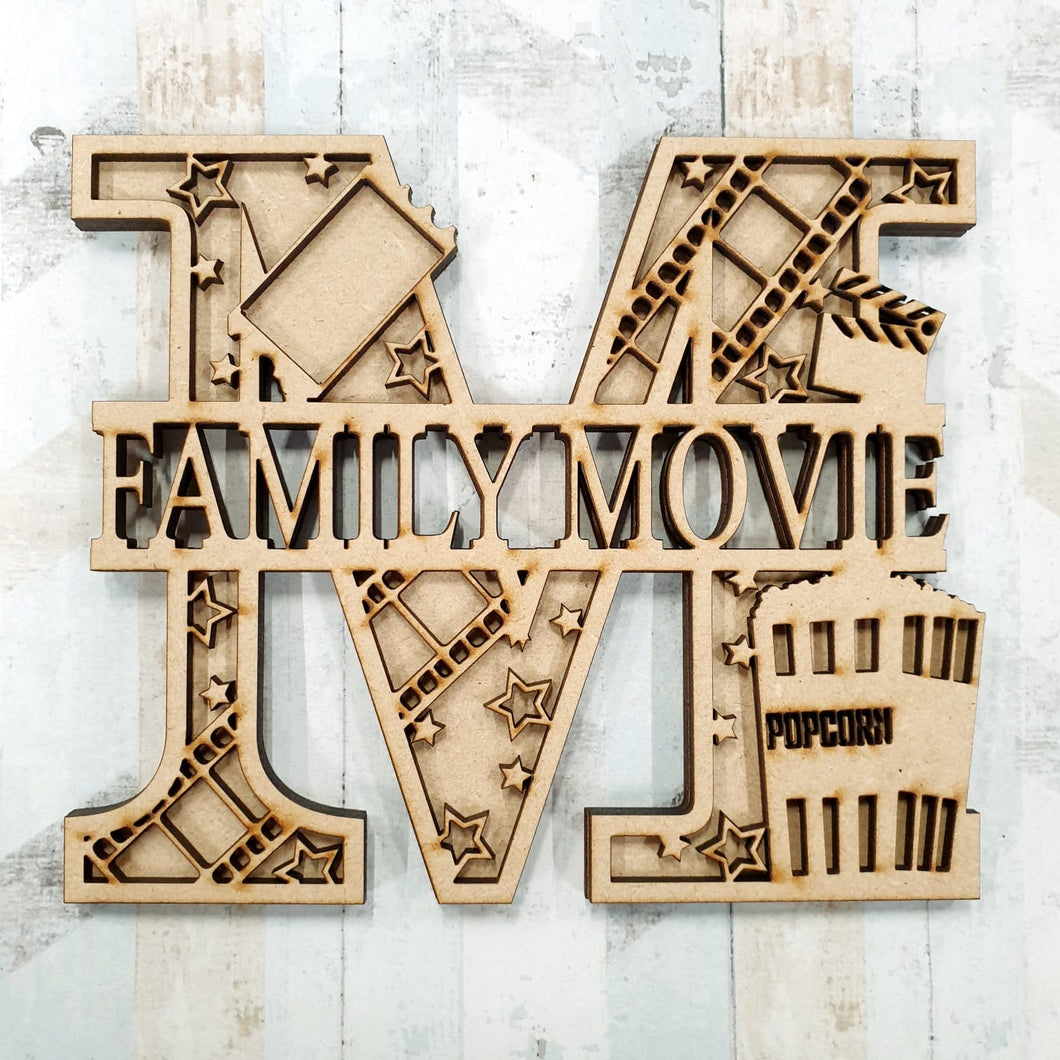 SL080 -  Movie Themed Split Layered Personalised With Name Letter - Olifantjie - Wooden - MDF - Lasercut - Blank - Craft - Kit - Mixed Media - UK