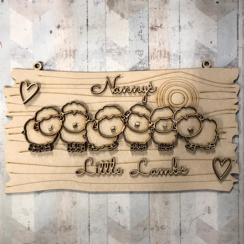 OL2831 - MDF Lamb Doodles - '.... Little Lambs' upto 6 Lambs - Olifantjie - Wooden - MDF - Lasercut - Blank - Craft - Kit - Mixed Media - UK