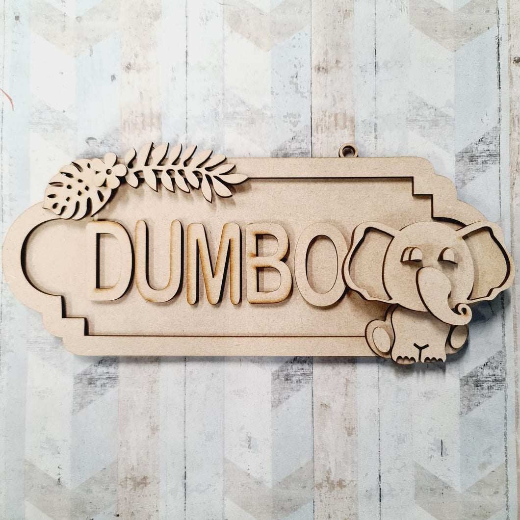 SS151 - MDF Cute Elephant Personalised Street Sign - Small (6 letters) - Olifantjie - Wooden - MDF - Lasercut - Blank - Craft - Kit - Mixed Media - UK