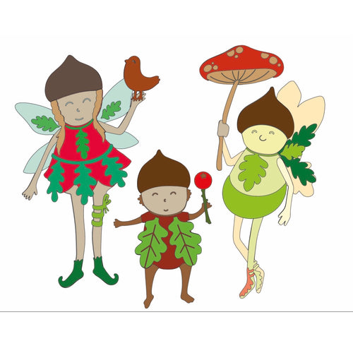 OA006- MDF Oak Fairy Family - Olifantjie - Wooden - MDF - Lasercut - Blank - Craft - Kit - Mixed Media - UK