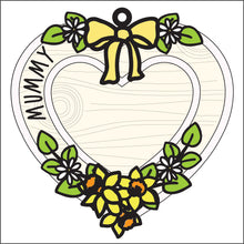 OL2808 - MDF Personalised Hanging Heart - Doodle Daffodils - Olifantjie - Wooden - MDF - Lasercut - Blank - Craft - Kit - Mixed Media - UK