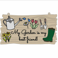 OL1672 - MDF Rectangle Gardening Doodle Plaque - ‘My Garden is my best friend’ - Olifantjie - Wooden - MDF - Lasercut - Blank - Craft - Kit - Mixed Media - UK