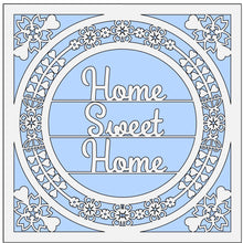 OL491 - MDF 'Home Sweet Home' Square with optional backing and sizes - Olifantjie - Wooden - MDF - Lasercut - Blank - Craft - Kit - Mixed Media - UK