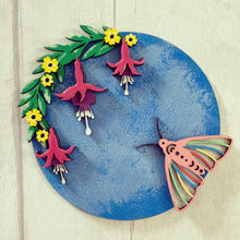 OL975 - MDF Luna Moth Fuschia round plaque - Olifantjie - Wooden - MDF - Lasercut - Blank - Craft - Kit - Mixed Media - UK