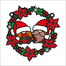 OL2704  - MDF Christmas Gonk / Gnome Couple  doodle Holly Bauble - Male and Female - Olifantjie - Wooden - MDF - Lasercut - Blank - Craft - Kit - Mixed Media - UK