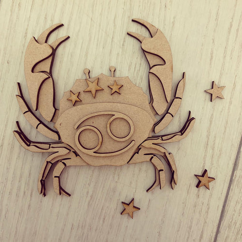 SJ207 - MDF Zodiac various sizes - Cancer - Olifantjie - Wooden - MDF - Lasercut - Blank - Craft - Kit - Mixed Media - UK