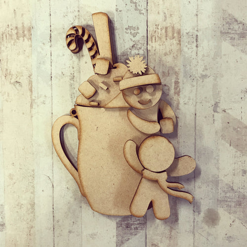 OL1163 - MDF Hot Chocolate gingerbread bauble - Olifantjie - Wooden - MDF - Lasercut - Blank - Craft - Kit - Mixed Media - UK