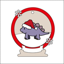 OL2508 - MDF Dinosaur 4 Christmas Bauble Snow Globe - Olifantjie - Wooden - MDF - Lasercut - Blank - Craft - Kit - Mixed Media - UK