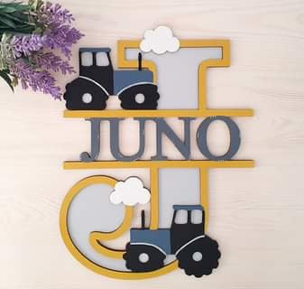 SL082 -  MDF Just Tractors Themed Split Layered Personalised With Name Letter - Olifantjie - Wooden - MDF - Lasercut - Blank - Craft - Kit - Mixed Media - UK