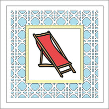 OL1808 - MDF Rattan effect square plaque - Seaside Doodles - Deck Chair Style 1 - Olifantjie - Wooden - MDF - Lasercut - Blank - Craft - Kit - Mixed Media - UK
