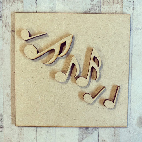 OL3092 - MDF Ladder Insert Tile - Music Notes - Olifantjie - Wooden - MDF - Lasercut - Blank - Craft - Kit - Mixed Media - UK