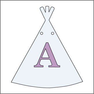 CY138 - Teepee Mix Match Bunting with Initial - 10cm - Olifantjie - Wooden - MDF - Lasercut - Blank - Craft - Kit - Mixed Media - UK