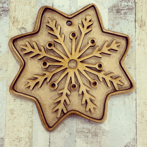 SJ392 - MDF Star Cookie - Christmas Bauble - Olifantjie - Wooden - MDF - Lasercut - Blank - Craft - Kit - Mixed Media - UK