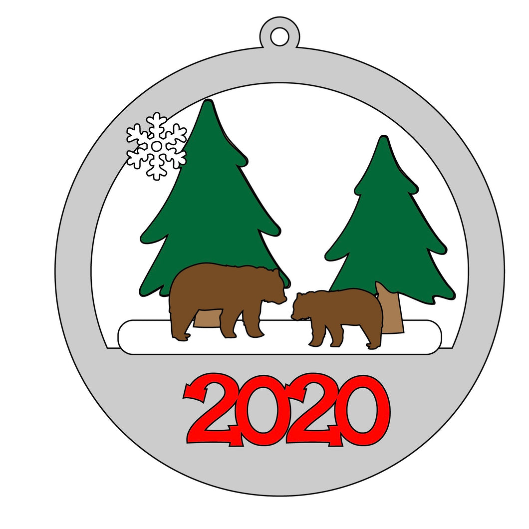 CH368 - MDF Christmas 3D layered bauble - Bear - Olifantjie - Wooden - MDF - Lasercut - Blank - Craft - Kit - Mixed Media - UK