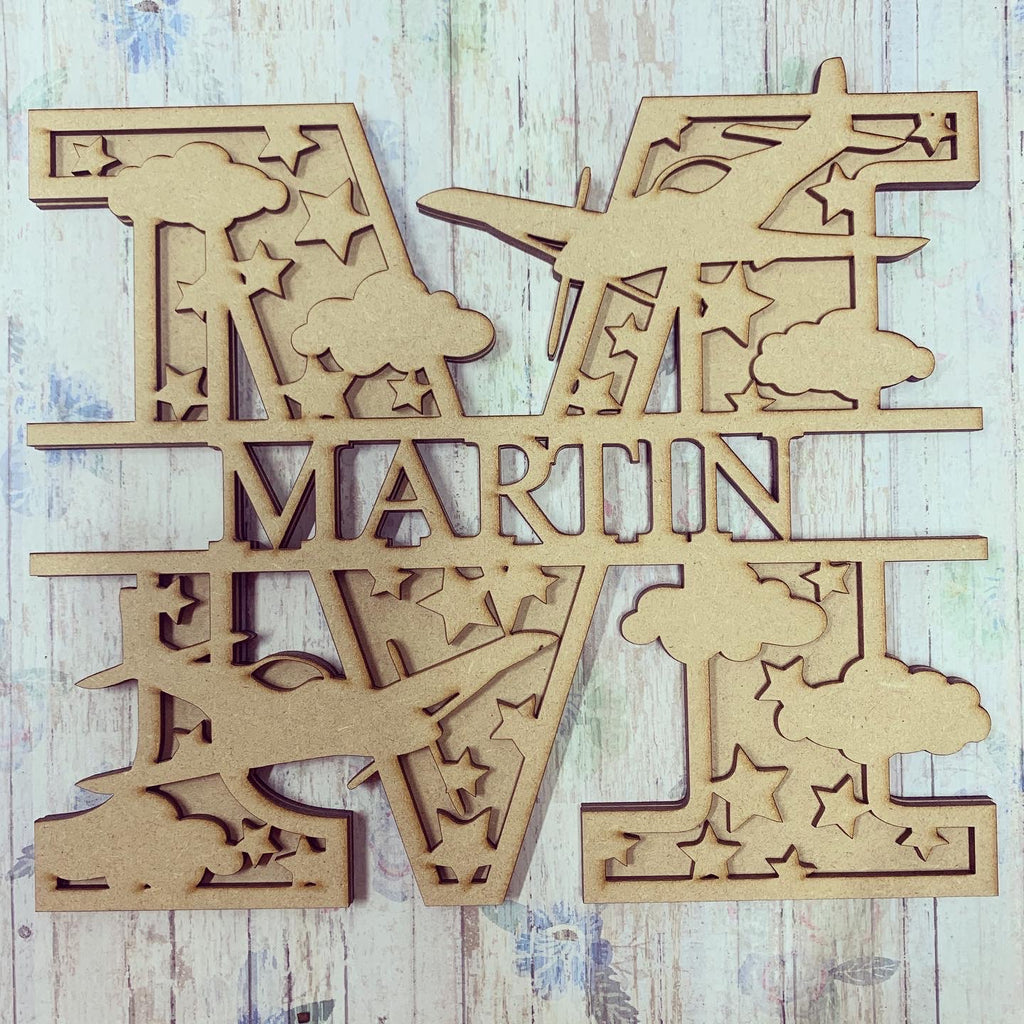 SL015 - Aeroplane Themed Split Layered Personalised Letter – Olifantjie