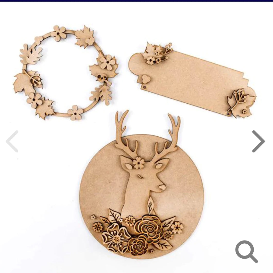 HC007 - MDF Sale price Autumn Time - Stag Head Kits was £14.99 - Olifantjie - Wooden - MDF - Lasercut - Blank - Craft - Kit - Mixed Media - UK