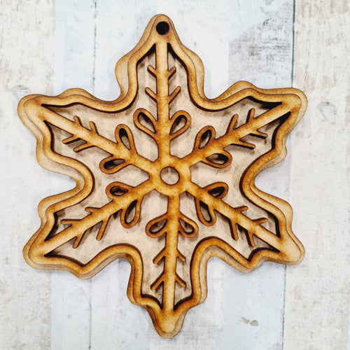 SJ395 - MDF Snowflake 1 Cookie - Christmas Bauble - Olifantjie - Wooden - MDF - Lasercut - Blank - Craft - Kit - Mixed Media - UK