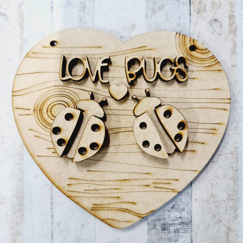 OL1282 - MDF Love Bugs - Olifantjie - Wooden - MDF - Lasercut - Blank - Craft - Kit - Mixed Media - UK