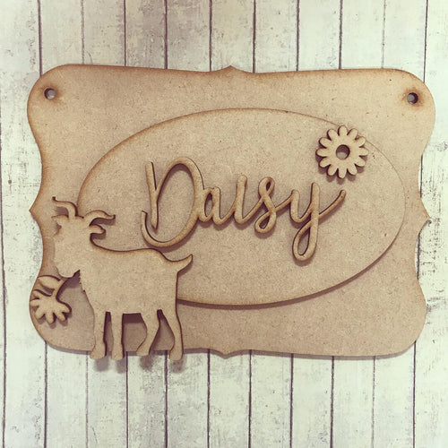 OP035 - MDF Goat Themed Personalised Plaque - Olifantjie - Wooden - MDF - Lasercut - Blank - Craft - Kit - Mixed Media - UK