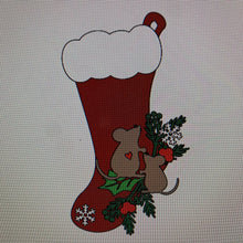 OL1026 - MDF Christmas Mice Themed Hanging Stocking Bauble - Olifantjie - Wooden - MDF - Lasercut - Blank - Craft - Kit - Mixed Media - UK