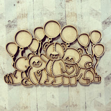 OL2970 - MDF doodle Horizontal Teddy Bears with Balloons - Olifantjie - Wooden - MDF - Lasercut - Blank - Craft - Kit - Mixed Media - UK