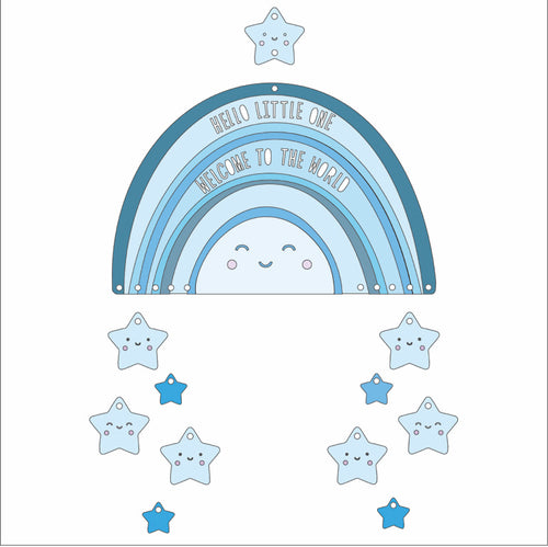 OL822 - MDF Large Rainbow Star Smiley Face Dreamcatcher Hanging - Olifantjie - Wooden - MDF - Lasercut - Blank - Craft - Kit - Mixed Media - UK