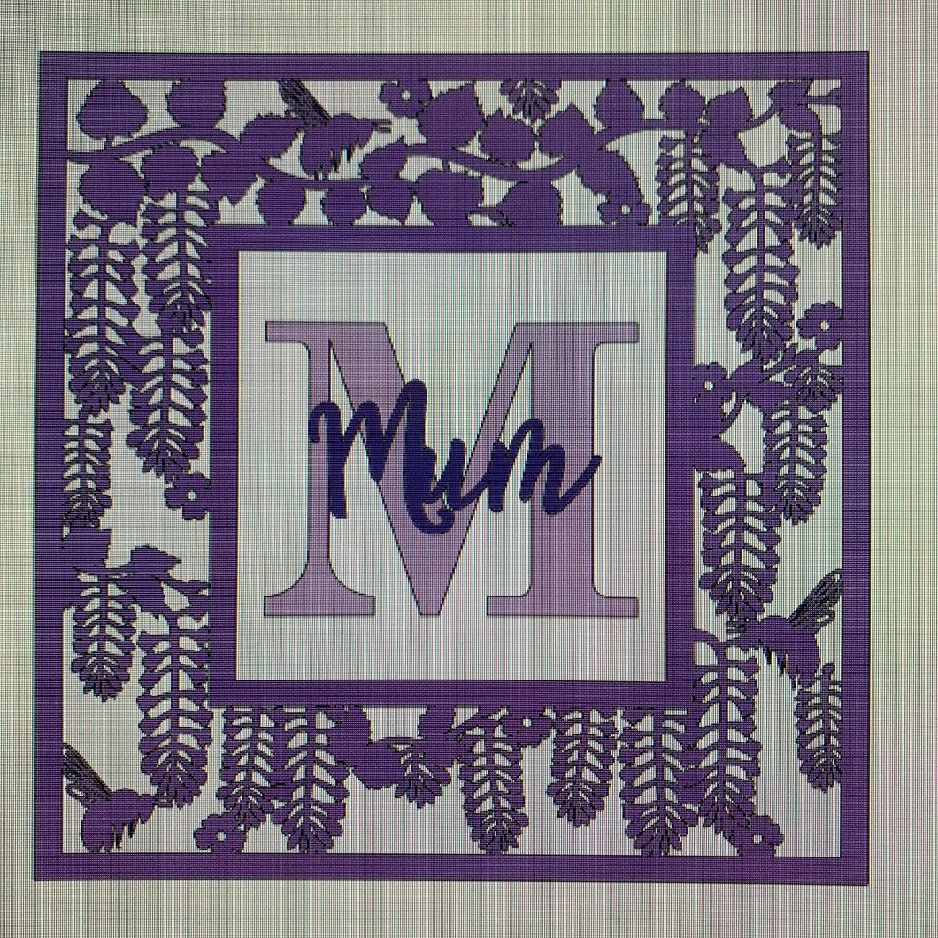 OL903 - MDF Personalised Square Plaque Frame - Wisteria Bee - Olifantjie - Wooden - MDF - Lasercut - Blank - Craft - Kit - Mixed Media - UK