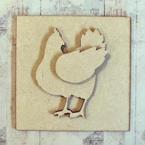 OL3064 - MDF Ladder Insert Tile - Chicken - Olifantjie - Wooden - MDF - Lasercut - Blank - Craft - Kit - Mixed Media - UK