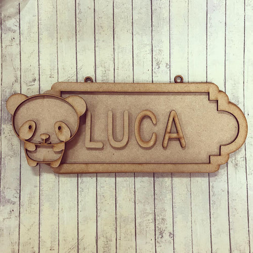 SS069 - Panda Theme Personalised Street Sign - Large (12 letters) - Olifantjie - Wooden - MDF - Lasercut - Blank - Craft - Kit - Mixed Media - UK