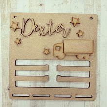 BH009 - MDF Truck Themed - Medal / Bow Holder - Personalised & Choice of Shape - Olifantjie - Wooden - MDF - Lasercut - Blank - Craft - Kit - Mixed Media - UK