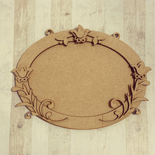 OV010 - MDF Oval Folk Flowers Themed Photo Frame With Hanging - Olifantjie - Wooden - MDF - Lasercut - Blank - Craft - Kit - Mixed Media - UK