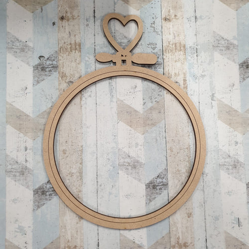 Sale OL408 - MDF Embroidery Hoop Effect with separate Inner Hoop and Optional Backing - heart end - Olifantjie - Wooden - MDF - Lasercut - Blank - Craft - Kit - Mixed Media - UK
