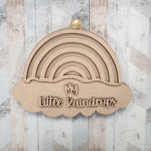 OL621 - MDF ‘ Rainbow with raindrops ’ ayered plaque with spinning lid - Olifantjie - Wooden - MDF - Lasercut - Blank - Craft - Kit - Mixed Media - UK