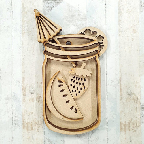 SJ434 - MDF Summer Cocktail Jar Kit - Olifantjie - Wooden - MDF - Lasercut - Blank - Craft - Kit - Mixed Media - UK