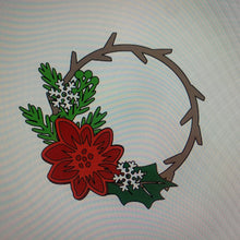 OL732 - MDF Mini wreath - Christmas Poinsettia - Olifantjie - Wooden - MDF - Lasercut - Blank - Craft - Kit - Mixed Media - UK