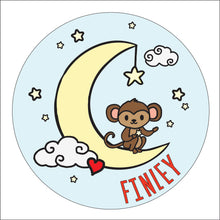OL2905 - MDF Cute Animal Doodles - Round Scene Personalised Layered Plaque - Moon Monkey - Olifantjie - Wooden - MDF - Lasercut - Blank - Craft - Kit - Mixed Media - UK