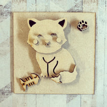 OL3073 - MDF Ladder Insert Tile - Cat - Olifantjie - Wooden - MDF - Lasercut - Blank - Craft - Kit - Mixed Media - UK