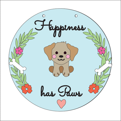 OL2853 - MDF Dog - Happiness has paws - Olifantjie - Wooden - MDF - Lasercut - Blank - Craft - Kit - Mixed Media - UK