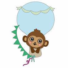 OL1448 - Hotair Balloon - Monkey Theme - with optional hanging holes - Olifantjie - Wooden - MDF - Lasercut - Blank - Craft - Kit - Mixed Media - UK