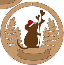 CH130 - MDF & Acrylic Mouse Circle Bauble - Olifantjie - Wooden - MDF - Lasercut - Blank - Craft - Kit - Mixed Media - UK
