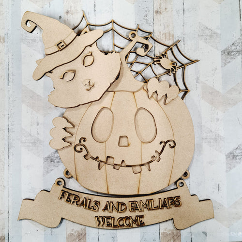 OL1060 - MDF Ferals and Familiars Welcome - Olifantjie - Wooden - MDF - Lasercut - Blank - Craft - Kit - Mixed Media - UK