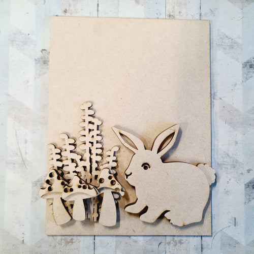 Sale - Bunny mushroom plaque - Olifantjie - Wooden - MDF - Lasercut - Blank - Craft - Kit - Mixed Media - UK