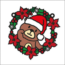 OL2727 - MDF Christmas Bear doodle Holly Bauble - Olifantjie - Wooden - MDF - Lasercut - Blank - Craft - Kit - Mixed Media - UK