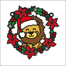 OL2715 - MDF Christmas Lion doodle Holly Bauble - Olifantjie - Wooden - MDF - Lasercut - Blank - Craft - Kit - Mixed Media - UK