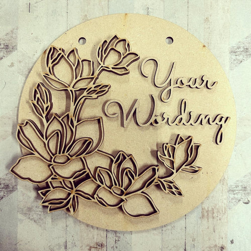 OL3039 - MDF Lotus Flower doodle Small Personalised Plaque - Olifantjie - Wooden - MDF - Lasercut - Blank - Craft - Kit - Mixed Media - UK
